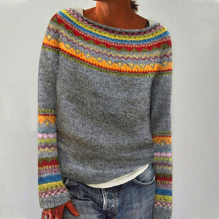 Lexi - Pull d'automne à motif nordique rétro