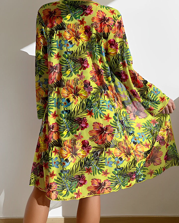 Flora - Ensemble bikini imprimé tropical avec cache-maillot