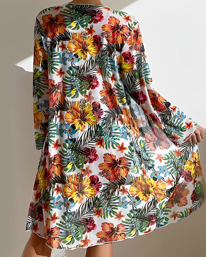 Flora - Ensemble bikini imprimé tropical avec cache-maillot