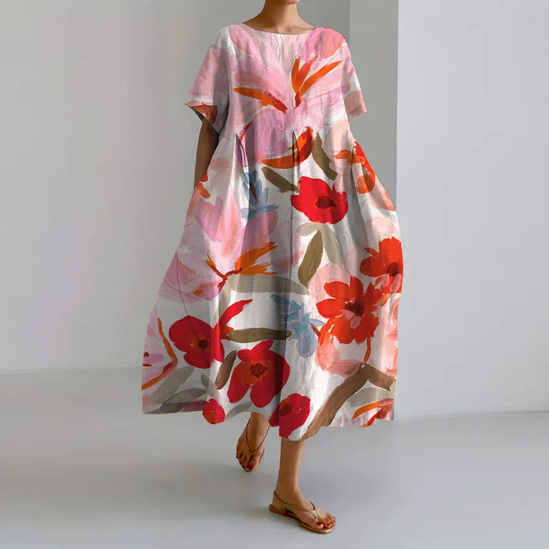 ISLA - ROBE À COL EN V ET IMPRIMÉ FLORAL