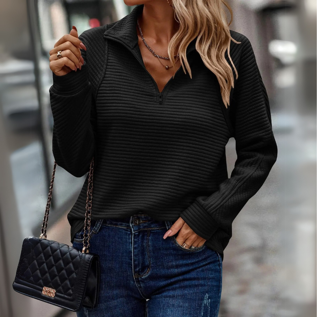 Suzanne™ - Pull détaillé à demi-fermeture éclair