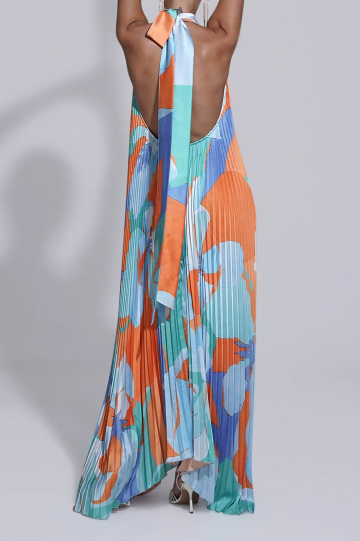 Isla – Robe longue plissée élégante à dos nu