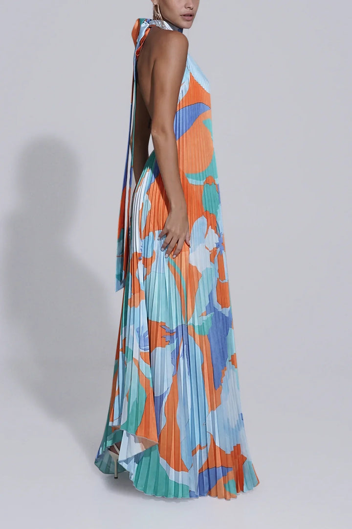 Isla – Robe longue plissée élégante à dos nu