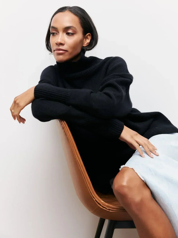Eden - Pull col roulé oversize élégant en maille