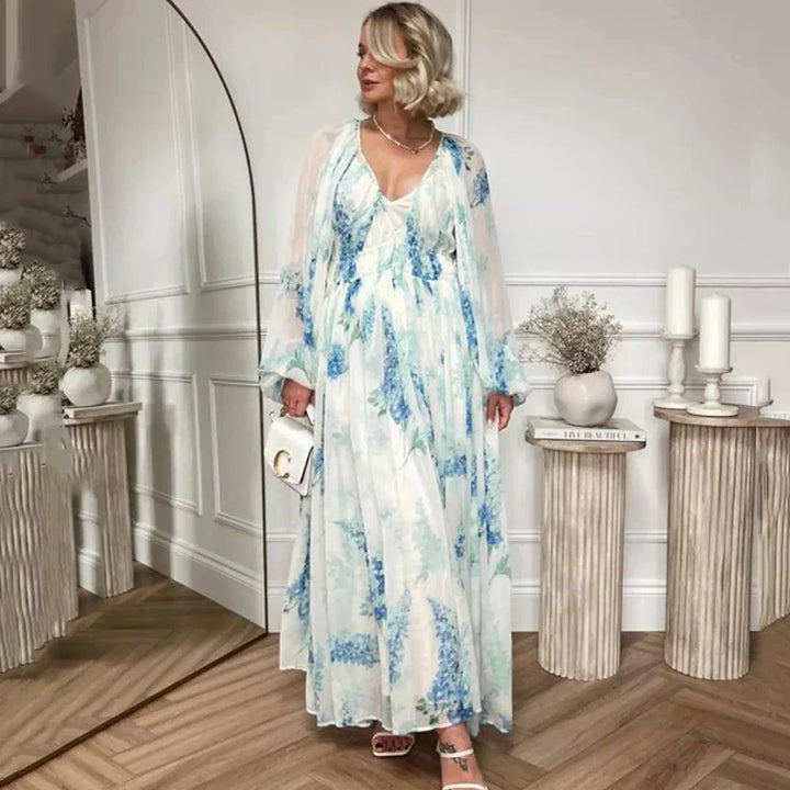 Nora – Robe longue bleu océan