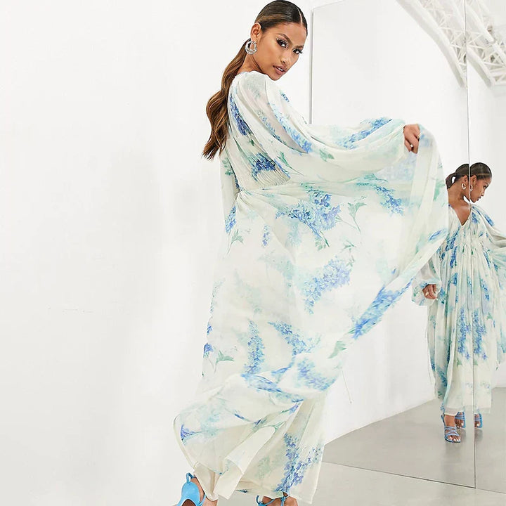 Nora – Robe longue bleu océan