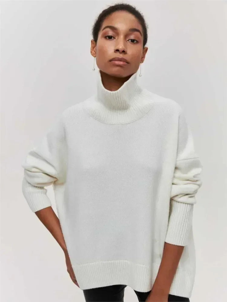 Eden - Pull col roulé oversize élégant en maille