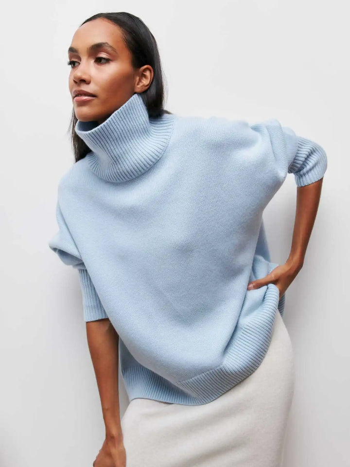 Eden - Pull col roulé oversize élégant en maille