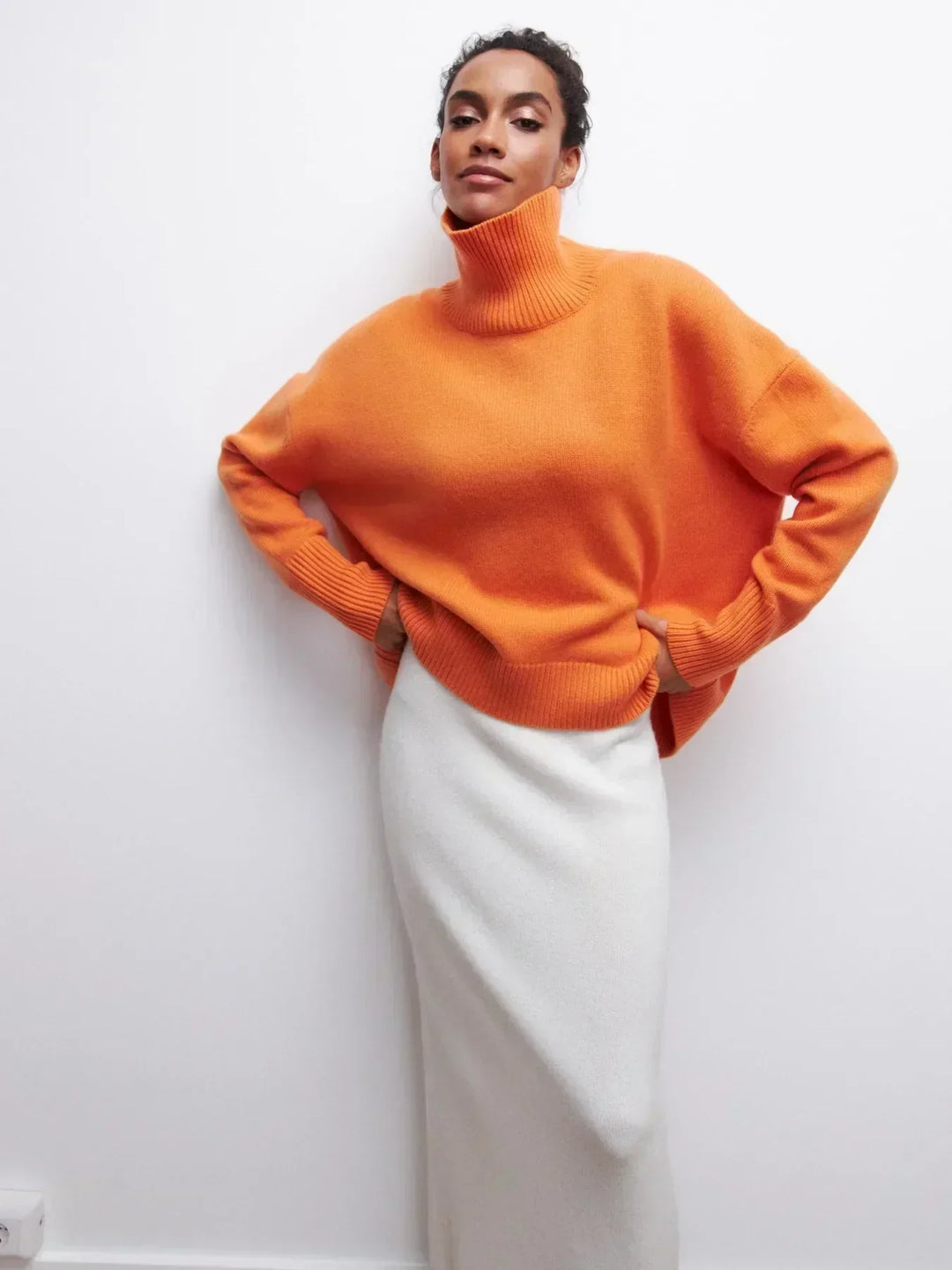 Eden - Pull col roulé oversize élégant en maille