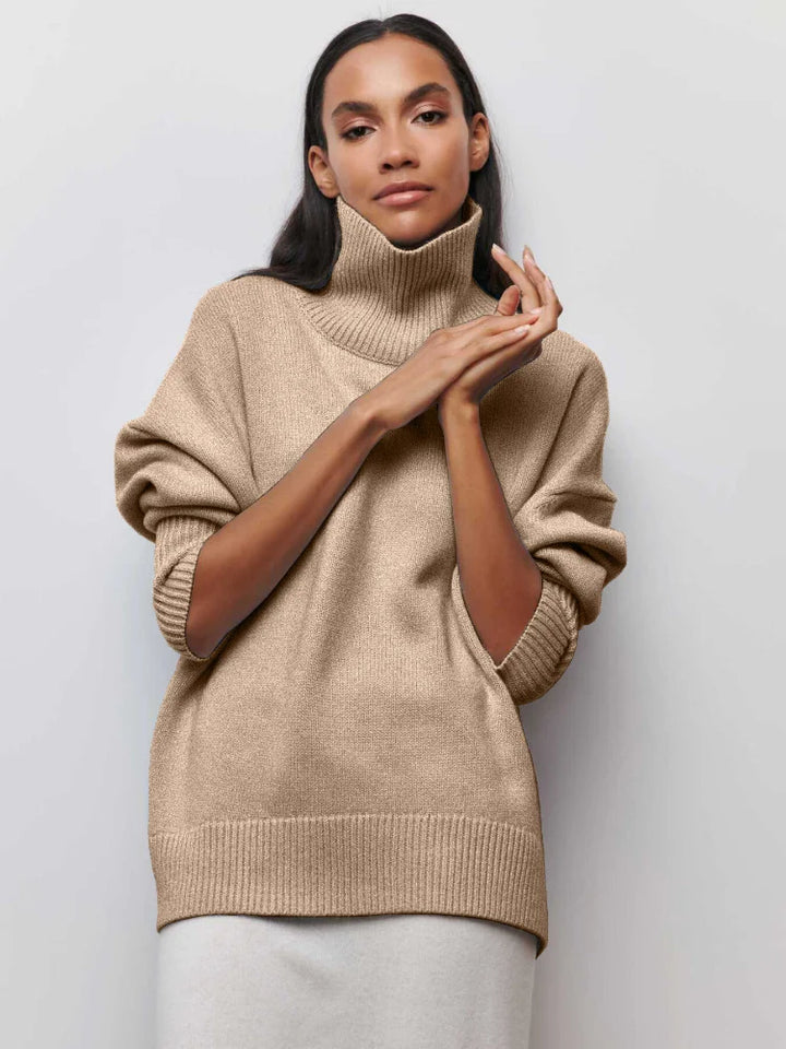 Eden - Pull col roulé oversize élégant en maille