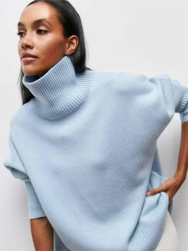 Eden - Pull col roulé oversize élégant en maille