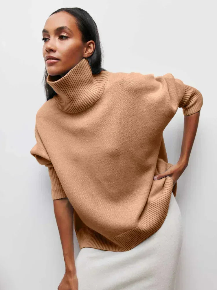 Eden - Pull col roulé oversize élégant en maille