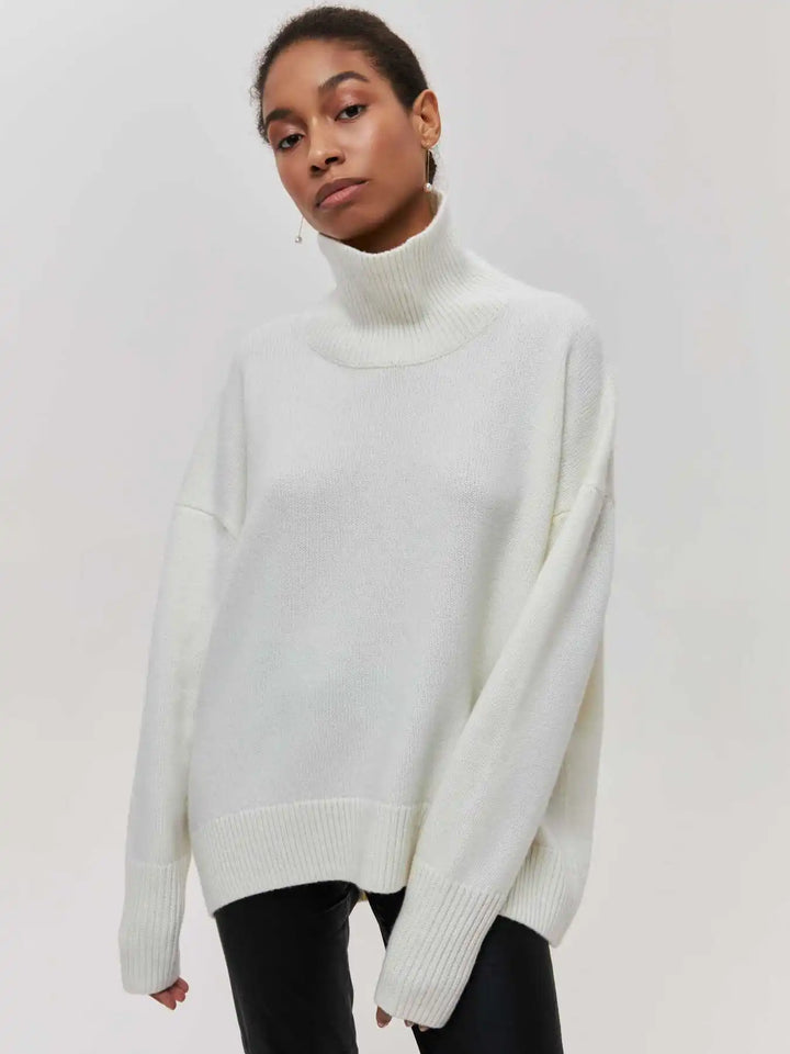 Eden - Pull col roulé oversize élégant en maille
