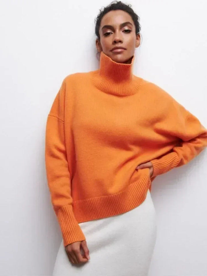 Eden - Pull col roulé oversize élégant en maille