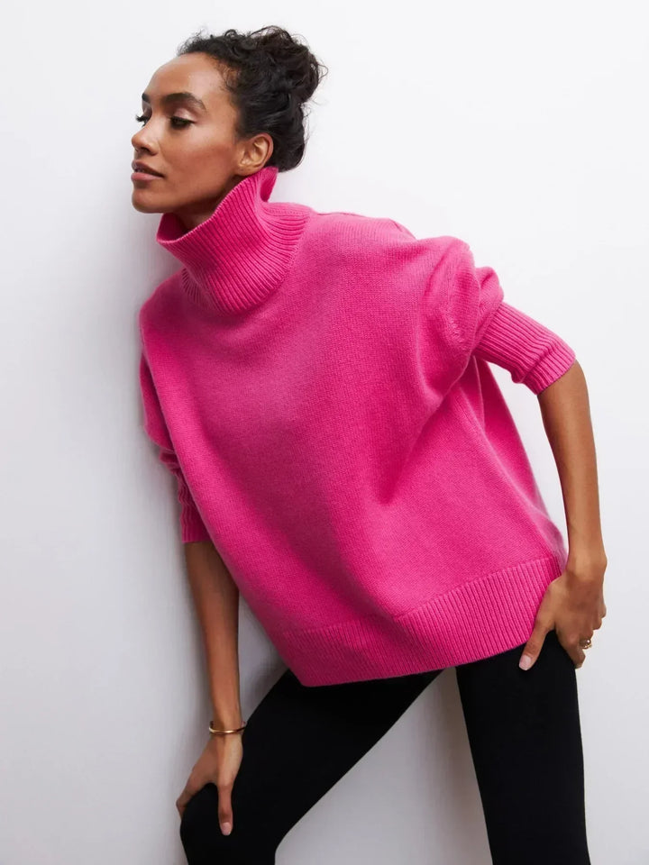 Eden - Pull col roulé oversize élégant en maille