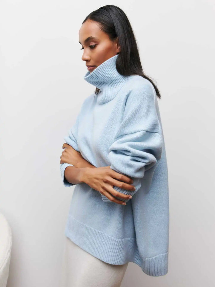 Eden - Pull col roulé oversize élégant en maille
