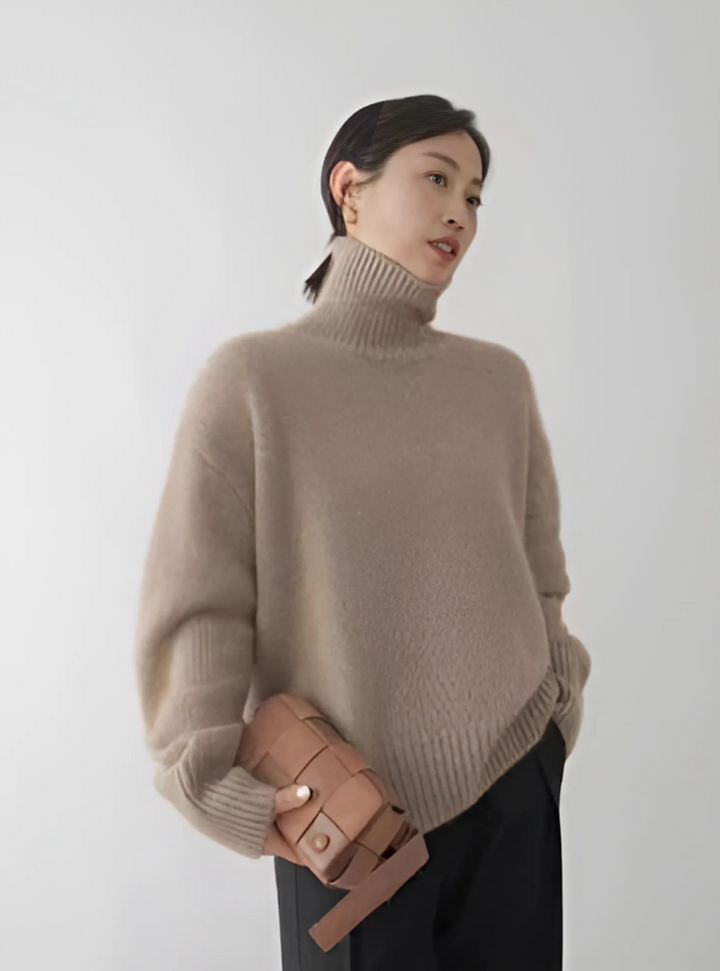 Kayla - Pull ample en maille à col montant