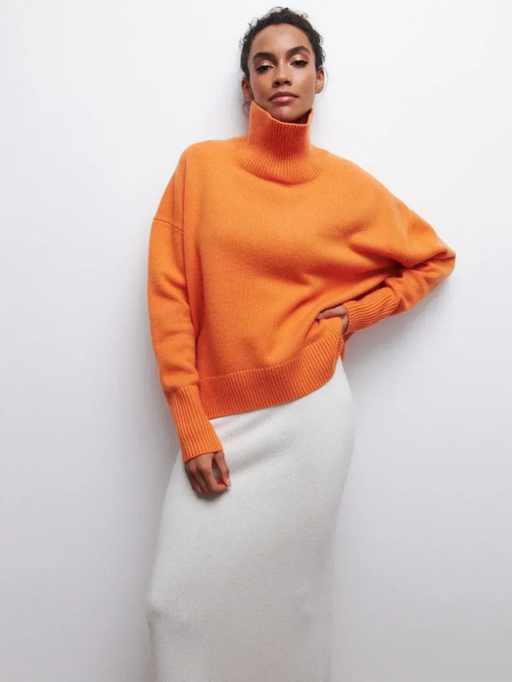 Eden - Pull col roulé oversize élégant en maille