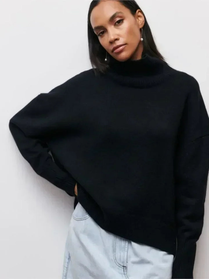Eden - Pull col roulé oversize élégant en maille