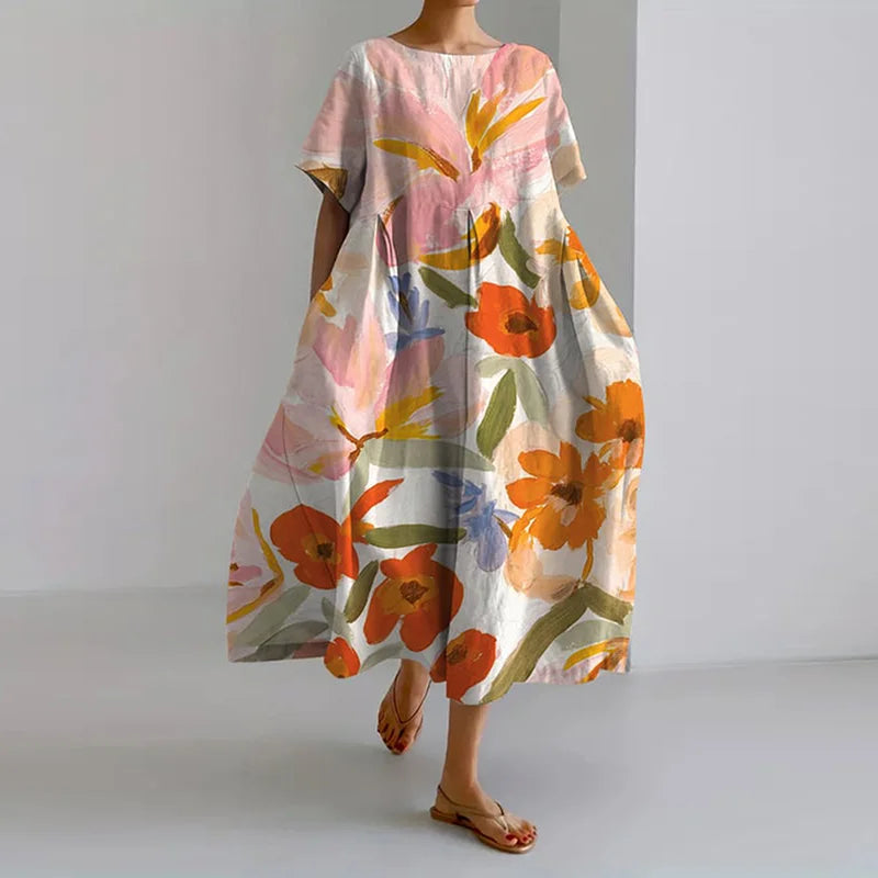 ISLA - ROBE À COL EN V ET IMPRIMÉ FLORAL