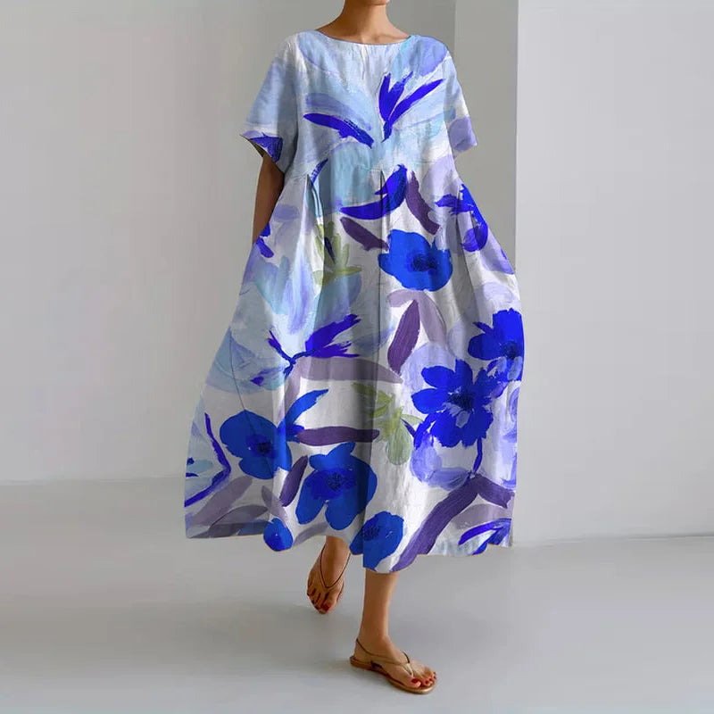 ISLA - ROBE À COL EN V ET IMPRIMÉ FLORAL