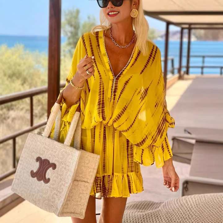 Adalyn - Mini-robe chic à col en V et taille haute