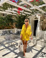Adalyn - Mini-robe chic à col en V et taille haute