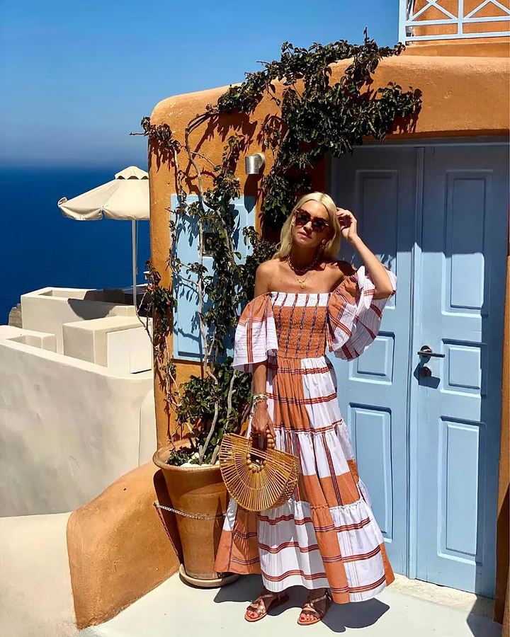 Fallon - Robe longue de luxe à imprimé floral mexicain