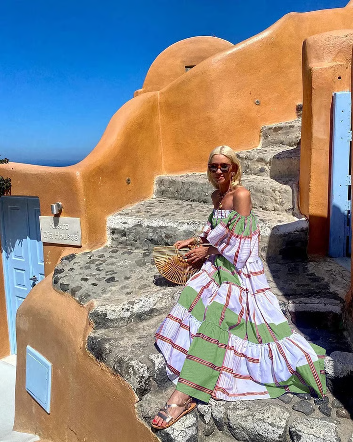 Fallon - Robe longue de luxe à imprimé floral mexicain