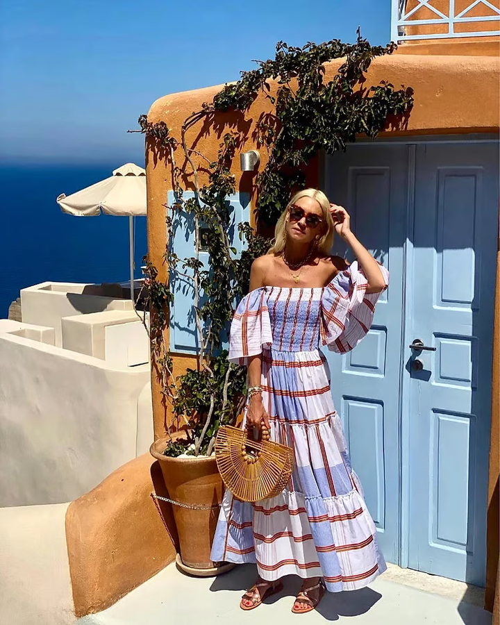 Fallon - Robe longue de luxe à imprimé floral mexicain