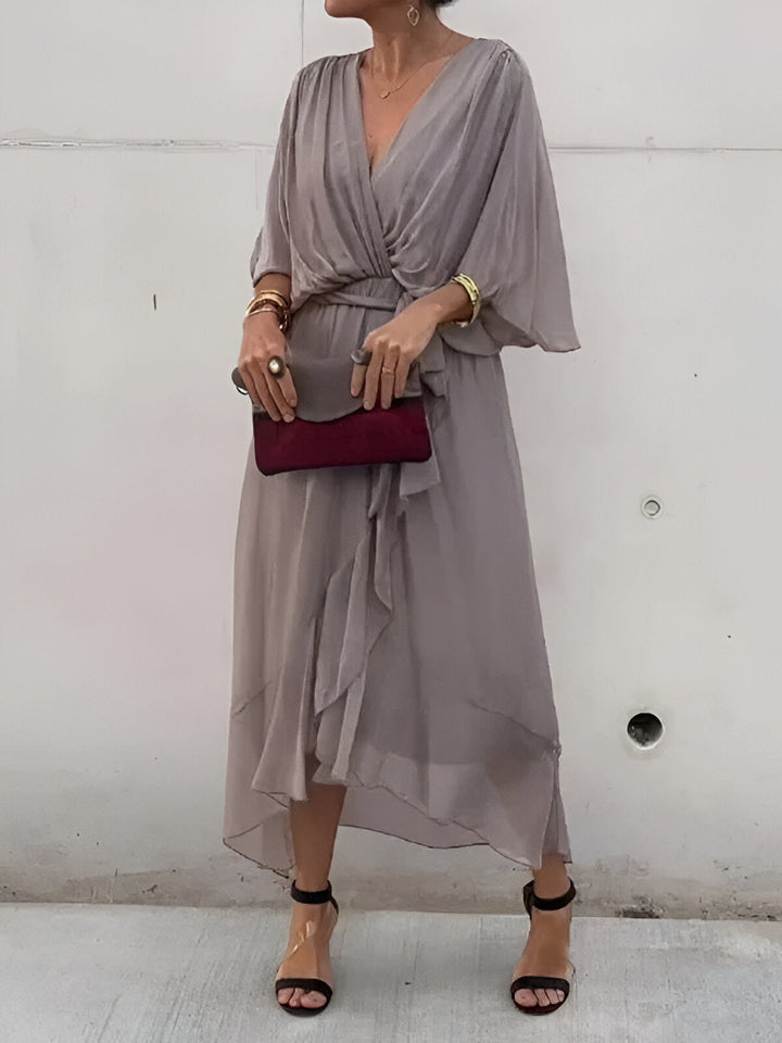 Monica -  V-Neck Chiffon Dress