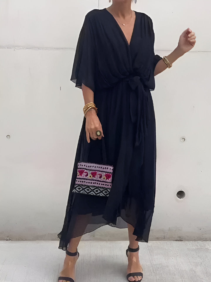 Monica -  V-Neck Chiffon Dress
