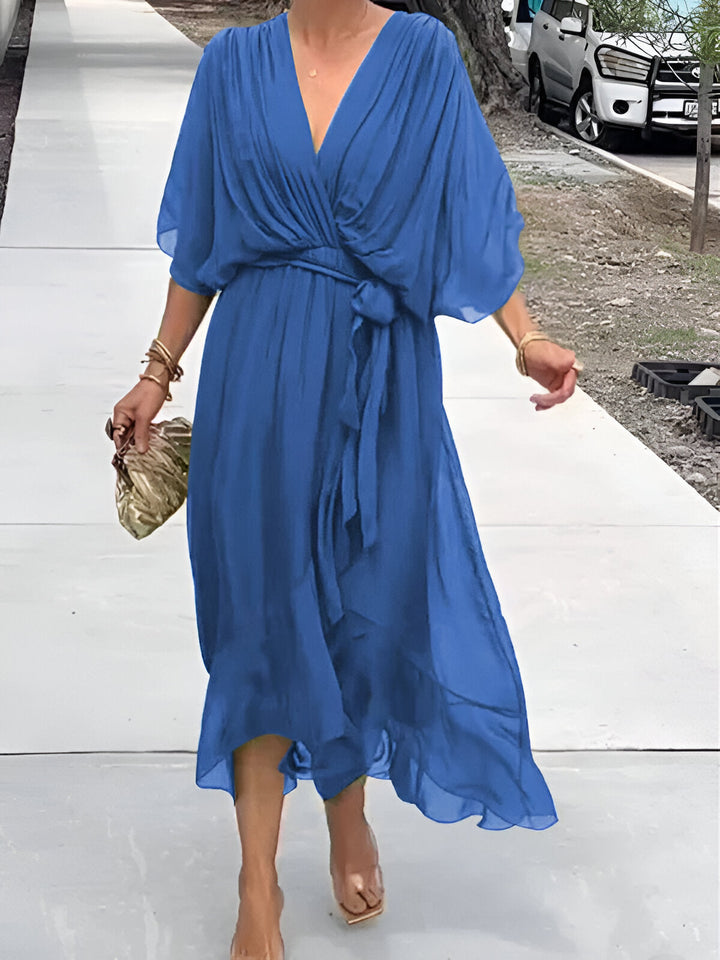 Monica -  V-Neck Chiffon Dress