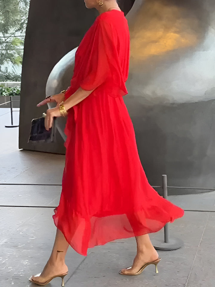 Monica -  V-Neck Chiffon Dress